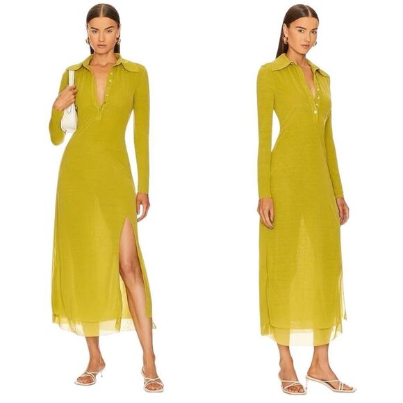 NWT Song Of Style Noma Midi Dress in Chartreuse - Picture 1 of 9